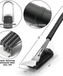 NED Grill Brush and Scraper,18 Inch BBQ Grill Cleaning Brush Kit, Safe Wire Scrubber, Universal Fit BBQ Cleaner Accessories for All Grates 2 Pieces 2