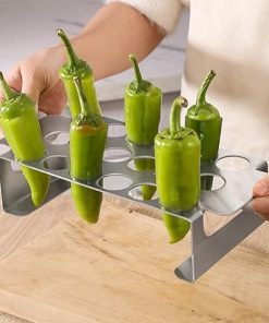 2pcs Chili Grill Chicken Drumstick Holder Chili Rack with Handle Chili Pepper Holder Fish Grilling Rack for Grill Jalapeno Peppers Chipotle Grill Rack Oven Grill Rack Roasting Rack 2