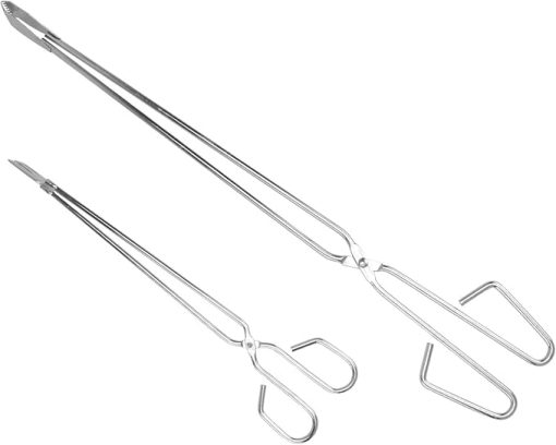 2Pcs Extended Charcoal Clamp Heavy Duty Tongs Sturdy Firewood Tong for Outdoor Grilling Long Handle Grill Accessory for Charcoal and Firewood