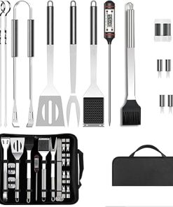 Barbecue Tools,24Pcs Heavy Duty Stainless Steel BBQ Set Accessories Utensil with Storage Bag Grill Kit for Camping Family Picnic Party Father's Day