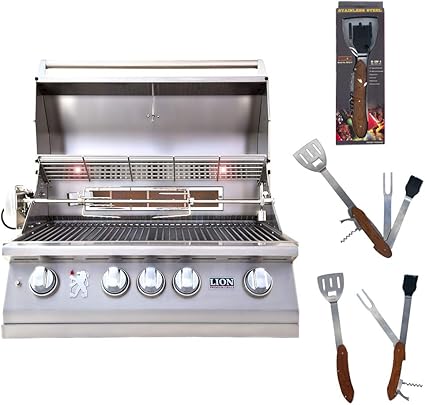 Lion Premium Grills 32″ 4-Burner Natural Gas Grill L75000 with 5 in 1 BBQ Tool Set Lion Premium Grills 32" 4-Burner Natural Gas Grill L75000 with 5 in 1 BBQ Tool Set
