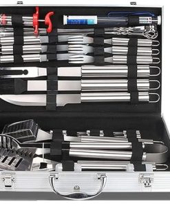 BBQ Grill Accessories,32PCs BBQ Tools Set, Stainless Steel Grill Tools Set, Grilling Kit for Men Women with Spatula Thermometer Meat Injector Gloves, Barbecue Utensils