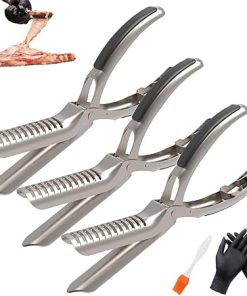 BBQ Rib Skinner Tool, Rib Prep Tool Membrane Remover, Stainless Steel Ribs Prep Tools, Ergonomic Design Kitchen/Grill Gadget, with Arc Clamp & Non-Slip Grip, for Barbecue Enthusiast, Chef