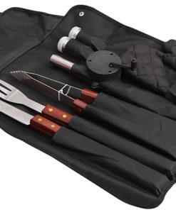 -1 BBQ Tool Set Portable Outdoor Grill Utensils Kit Gloves Fork and Cutter