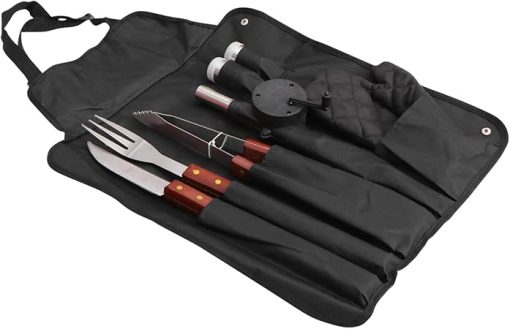 -1 BBQ Tool Set Portable Outdoor Grill Utensils Kit Gloves Fork and Cutter