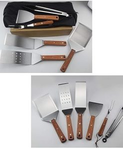 8-Piece BBQ Grill Tools Set, Stainless Steel Accessories with Heat-Resistant Handles, for Camping, Kitchen, and Grilling 2