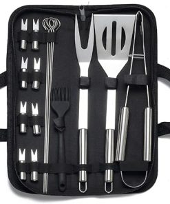 16pcs Heavy Duty BBQ Tools Gift Set, Stainless Steel Grilling Tools, Grill Set Heavy Duty BBQ Accessories with Storage Bag, for Home, Camping, Traveling