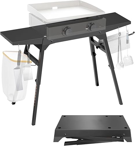 Griddle Stand for Blackstone 17”/22” Griddle, Portable Blackstone Stand with Sideshelfs, Tool Hooks, Paper Towel Holder and Garbage Bag Holder, Foldable Grill Stand for Ourdoor Tailgating or Camping Griddle Stand for Blackstone 17''/22'' Griddle, Portable Blackstone Stand with Sideshelfs, Tool Hooks, Paper Towel Holder and Garbage Bag Holder, Foldable Grill Stand for Ourdoor Tailgating or Camping