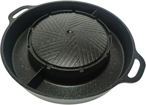 2 in 1 Grill Pan Korean BBQ Cookware, Portable Cooking Tool,Barbecue Meat Tray for Outdoor Indoor Party Camping Garden Travel, M