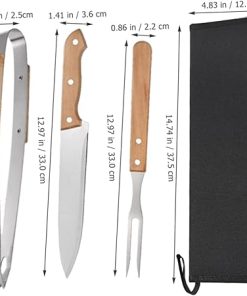 HANABASS 3 Sets Grilling Fork Tong BBQ Tool Set Stainless Steel Grilling Fork Tongs Tool Case for Outdoor Cooking 2