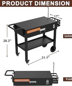 Portable Grill Table Cart for Blackstone Griddle Stand 17&22 Inch Grills, Outdoor Foldable Grill Stand Table for Blackstone 22″ Griddle Cart Outdoor Portable Cart for Weber Baby Q Series Grills 2