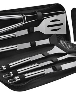 7pcs Stainless Steel Barbecue Tool Outdoor Cooking Portable Grill Kit Food Clip for Camping and BBQ Lovers