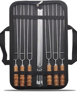 JSEIAJB Outdoor Barbecue Fork Stainless Steel Skewer Fork Barbecue Tool Set