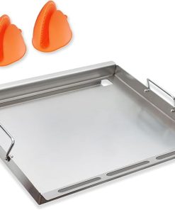 KEESHA Stainless Steels Griddle Insert for Weber Spirit I & II 200 Series Gas Grills Flat Top Grill Griddle Replacement Parts for Weber Spirit S-210, S-215, E-210, E-215, E-220 with Mini Oven Mitt