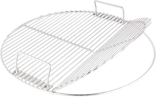 KAMaster 304 Stainless Steel Hinged Cooking Grate for 22 in Weber Charcoal Grills 21.5 in Round Hinged Cooking Grid Grill Accessory Replaces for Weber Original Kettle Series