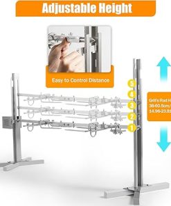 Electric Rotisserie Grill Kit, Stainless Steel BBQ Rotisserie with Adjustable Height and 360° Rotation, Perfect for Whole Pig, Chicken, Lamb, for Outdoor Camping Party 2