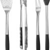 JHUS 4-Piece Stainless Steel BBQ Tool Set Griddle Accessories Grilling Accessories Grill Brush BBQ Accessories Smoker Grill Kitchen Set Grill Accessories Camping Grill Basting Brush Grill Access 3