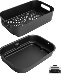Grill Cooking Pot and Combo Crisper Basket for Ninja Foodi FG551/DG551 Smart XL Indoor Grill Accessories,Non-Stick Air Frying Basket & Griddle Pan Replacement for Ninja DG651