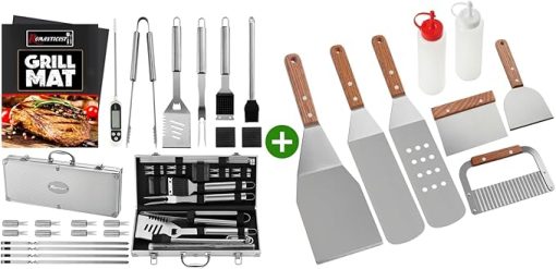 ROMANTICIST 23pc Must-Have BBQ Grill Accessories Set Bundle with Professional 8PC Griddle Accessories Kit - Heavy Duty Stainless Steel Grill Spatula Set for Grill Griddle Hibachi Flat Top