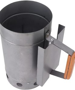 Chimney Starter, Heavy Duty BBQ Chimney Starter, Wood Handle Grill Chimney Starter, Compact Barbecue Fire Starter for Outdoor Cooking and Camping