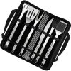 BBQ Tools Set 12pcs Barbecue Tools Kit Stainless Steel BBQ Utensil Spade Brush Fork Tweezer for Grill