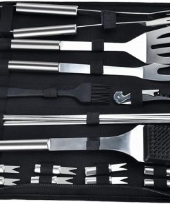 Complete BBQ Tool Kit 22pc Stainless Steel Grill Utensils BBQ Brush Fork Tongs Ideal for Camping Outdoor