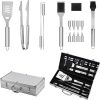 19 Pcs Flat Top Grill Accessories, Griddle Accessories Kit with Griddle Spatula, Scraper and Egg Rings, Stainless Steel Griddle Tools Set for Outdoor BBQ and Camping 4
