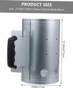KESYOO 1pc Charcoal Bucket Barbecue Accessories Charcoal Starter Stove Fire Starter Charcoal Barbecue Grilling Barbeque Large Barbecue Grill Barbecue Starter Silver Galvanized Sheet 2