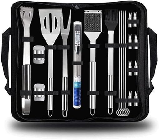 Barbecue Grill Accessories Set, 20 Pieces of Stainless Steel Barbecue Tools, Food Grade Stainless Steel, Long Handle Anti-scalding Design, Outdoor Camping Barbecue Set