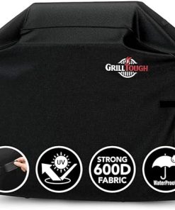 Heavy Duty BBQ Grill Cover for Outdoor Grill, 58 Inch – Waterproof, Weather Resistant, UV & Fade Resistant with Adjustable Straps – Gas Grill Cover for Weber, Genesis, Charbroil, etc. Black