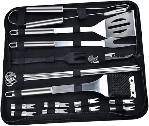 Grilling Gear 22 Piece Outdoor Barbecue Tools Set Stainless Steel Grill Tools Includes Fork Brush Shovel Spatula for Camping