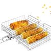 Non-Stick Rectangle Grilling Basket Folding BBQ Grill Vegetable Basket Set Black Wood Handle BBQ Meat Barbecue Accessories Tool