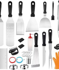 Griddle Accessories Kit, 30PCS Flat Top Grilling Tools Set ,Stainless Steel Grill BBQ Spatula Kit Cooking Utensils Set with Carry Bag for Men Women Outdoor Barbecue Camping