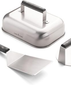 Camp Chef Smashed Burger Kit - Flat-Top Griddle Accessories Include Grill Spatula, Burger Press & Melting Dome
