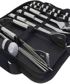 Jutagoss BBQ Grill Tool Set, Stainless Steel Barbecue Grilling Accessories with Carrying Case, Includes Spatula, Tongs, Skewers, 18 Pieces Set