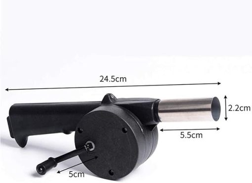 Barbecue Air Blower Picnic Outdoor Camping Hiking Cooking Tool Manually Blower Cranked Outdoor Picnic Camping Compact Fan Air Blower for Barbecue, Easy to Carry, Black - Image 2