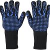 Gloves Oven Mitts Cooking Pots Barbecue Gloves Microwave Oven Gloves Potholders Kitchen(Blue)