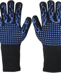 Gloves Oven Mitts Cooking Pots Barbecue Gloves Microwave Oven Gloves Potholders Kitchen(Blue)