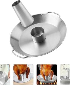 Grilled Chicken Stand Roaster Tool Grilled Chicken Shelf Metal BBQ Grill Pan 2