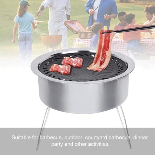 BBQ Grill Outdoor Round Grill Wok, Accessory Barbecue Tools for Cooking Vegetables, Shrimp, Meat, Outdoor Camping Cookware - Image 2