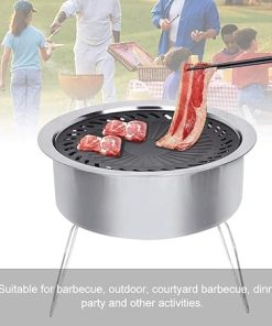 Round Grill Wok, Accessory Barbecue Tools for Cooking Vegetables, Shrimp, Meat, Outdoor Camping Cookware 2