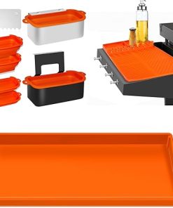 Full-edge 28" Silicone Griddlle Cover Mat - Silicone Tool Mat - Griddle Grease Cup Liners with Gate: 3 in 1 Grill Accessories for Blackstone