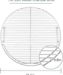 KAMaster 304 Stainless Steel Hinged Cooking Grate for 22 in Weber Charcoal Grills 21.5 in Round Hinged Cooking Grid Grill Accessory Replaces for Weber Original Kettle Series 2