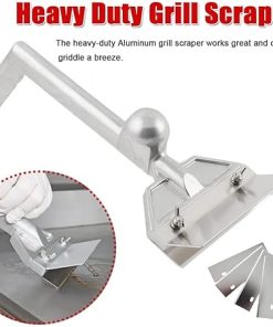Grill Scraper W/5 Blades Slant Edge Grill Scraper Heavy Duty Aluminum Alloy Flat Top Grill Accessories Barbecue Grill Cleaning Tool for Outdoor Commercial Restaurants Bars Diners 2