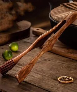 BBQ grill tongs, Grill Clip Kitchen Wooden Steak Clip Food Fruit Bread Pan Roast Clip 2