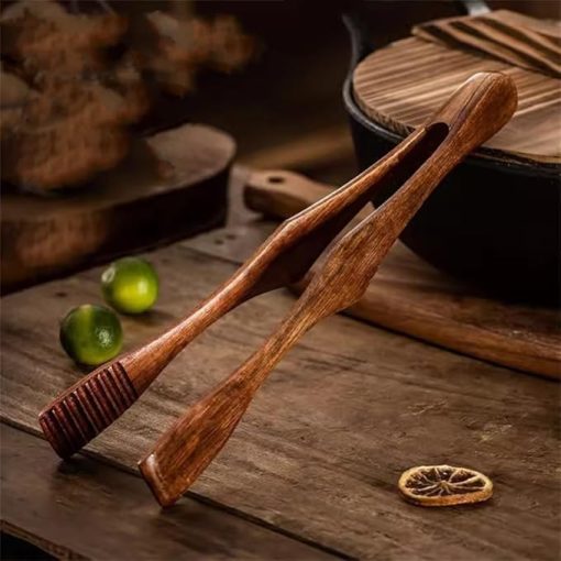 BBQ grill tongs, Grill Clip Kitchen Wooden Steak Clip Food Fruit Bread Pan Roast Clip - Image 2
