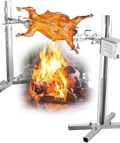 BBQ Grill Rotisserie, Outdoor Large Grill Rotisserie Automatic Barbecue Kit, Electric Motor, 5 Height Adjustment, 360° Rotation, for Camping Picnic, Outdoor Party