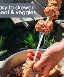 20pcs Skewers for Barbecue Reusable Grill Stainless Steel Skewers BBQ Camping Flat Forks Gadgets Kitchen Accessories Tools 2