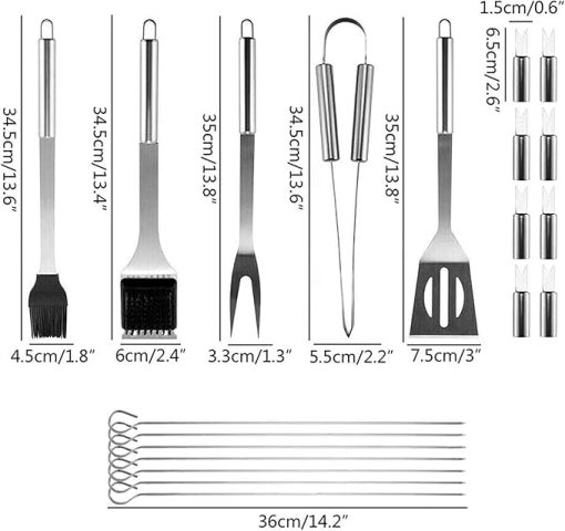 BBQ Grill Accessories Set for Men Women, 20PCS Grilling Utensils Tools Set, Stainless Steel BBQ Tools Gift with Spatula, Tongs, Skewers for Barbecue, Camping - Image 2