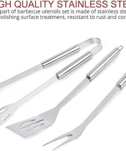 MaGiLL 3 Pcs Stainless Steel Barbecue Tools Set – Barbecue Utensils Kit/Grill Cooking Tools – Portable Bbq Accessories with Sturdy Storage Box – Ideal Bbq Set Gifts On for Men W 2